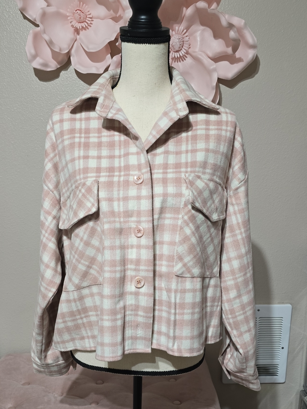 Windsor Pink & White Plaid Utility Jacket